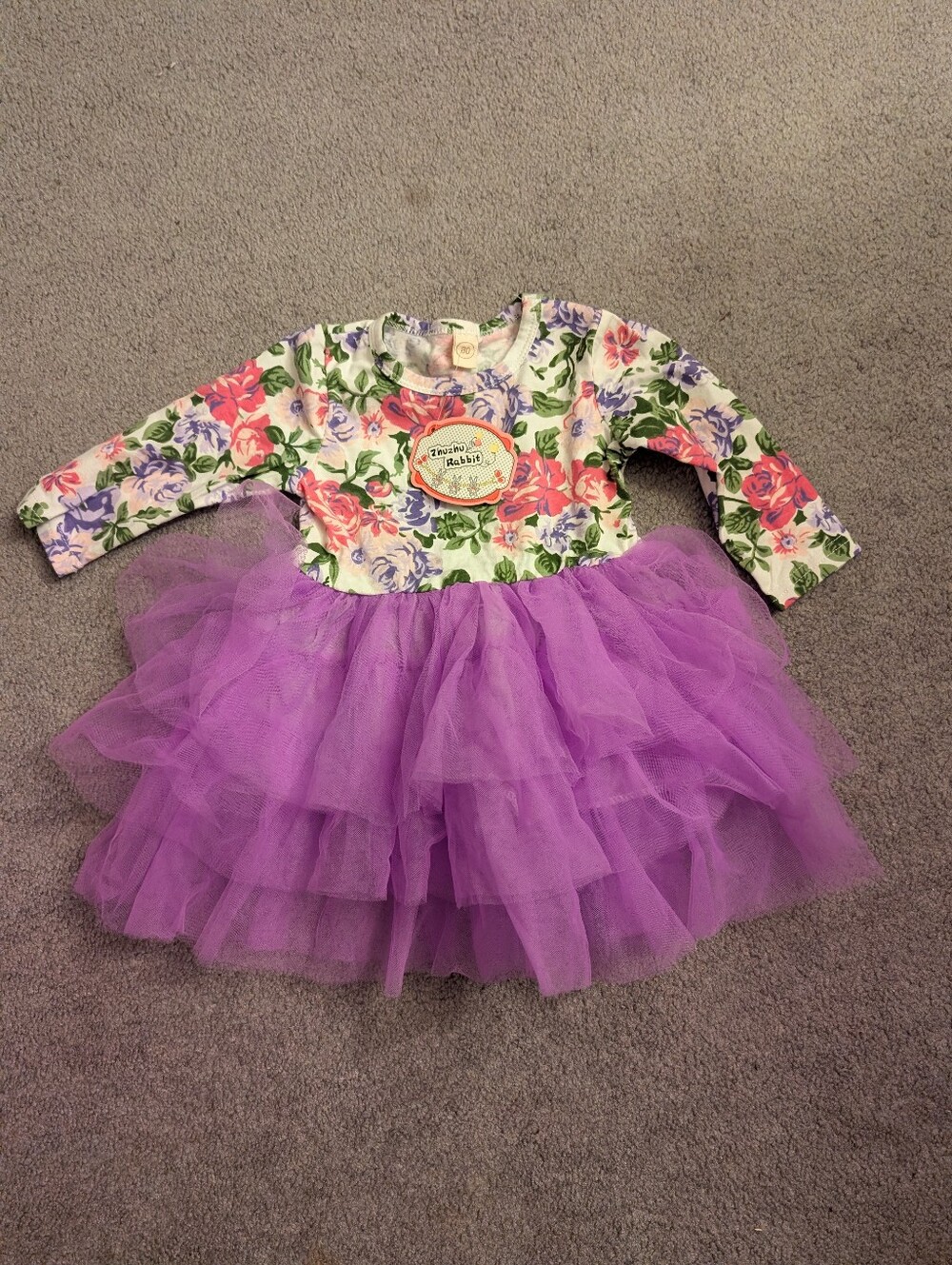 Floral Top with Purple Tulle Skirt Dress